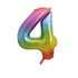 Rainbow Number 4 Shaped Foil Balloon 34'',