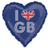 I Love GB' Heart shaped foil balloon 18''