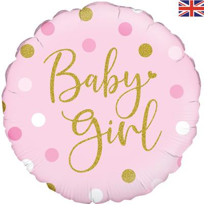 18 inch Sparkling Baby Girl Dots Holographic