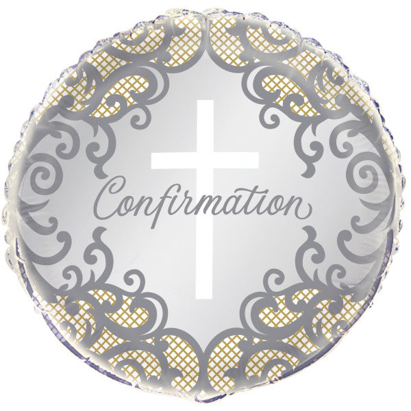 Fancy Gold Cross Confirmation Round Foil Balloon 18'',