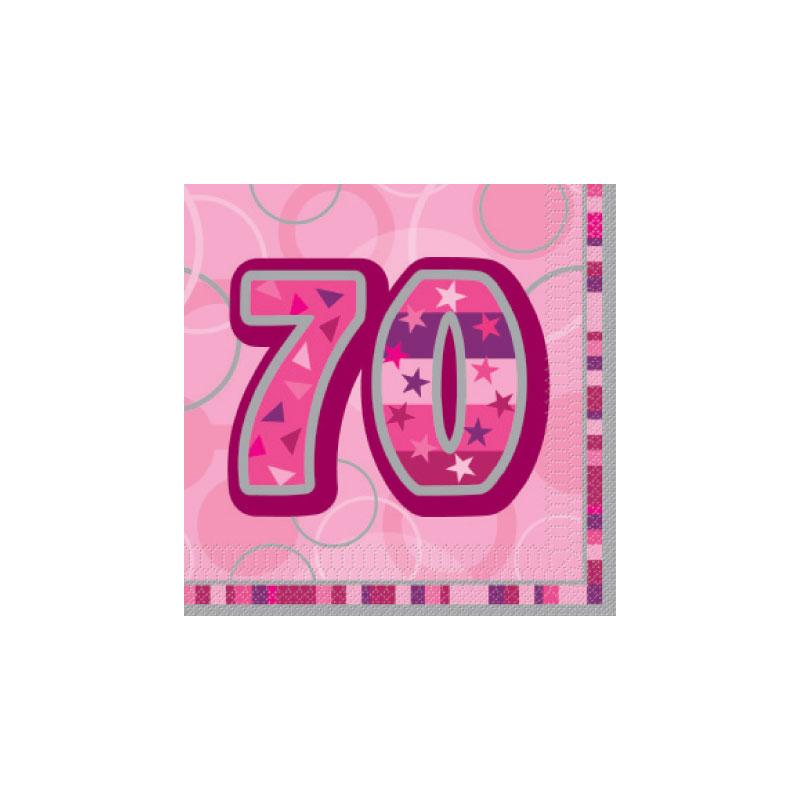 70TH BIRTHDAY NAPKINS PINK GLITZ (16PK)