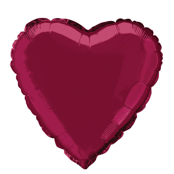 Solid Heart Foil Balloon 18'',  - Deep Red