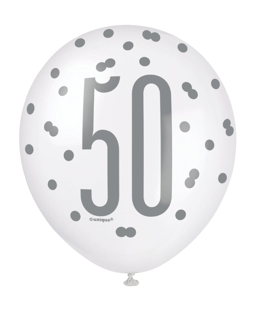 Pink Glitz 50th Birthday Latex Balloons 6pk