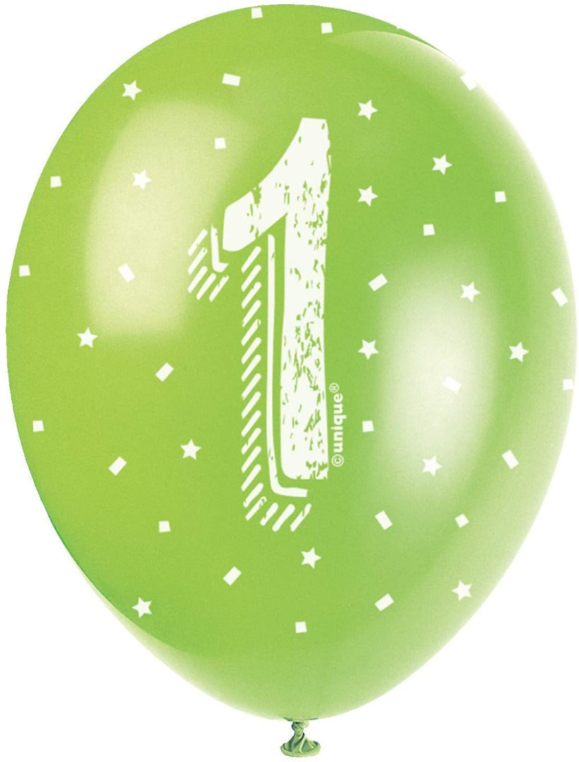 Pearlised Latex Assorted Number 1 Birthday Balloons, Pack of 5