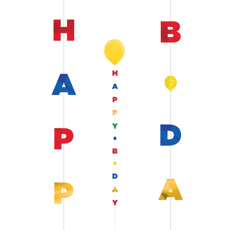 Primary Birthday Balloon Fun String 1.82m