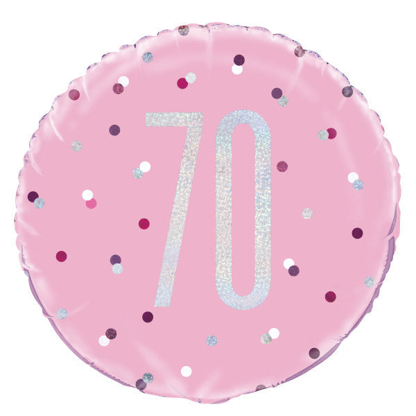 18'' Glitz Pink & Silver Round Foil Balloon  70