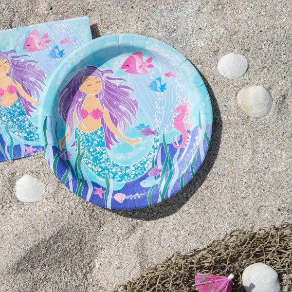 Mermaid Round Dinner Plates (23cm), 8pk