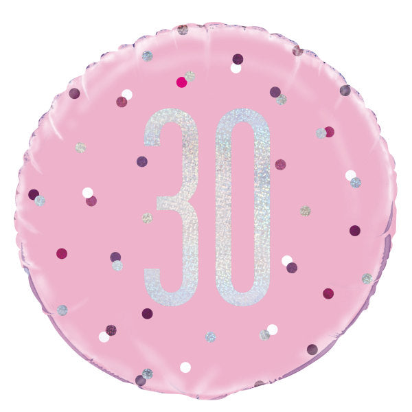 18'' Glitz Pink & Silver Round Foil Balloon  30