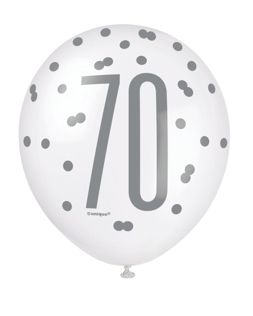 Pink Glitz 70th Birthday Latex Balloons 6pk