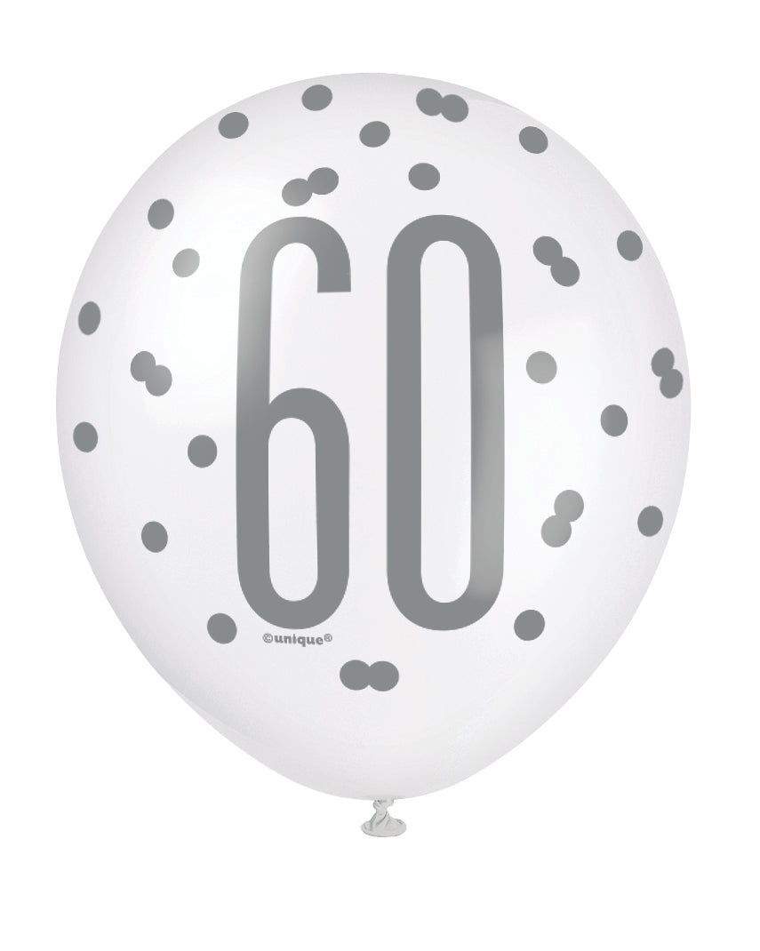 Pink Glitz 60th Birthday Latex Balloons 6pk