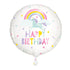 Rainbow & Unicorn Happy Birthday Round Foil Balloon 18''