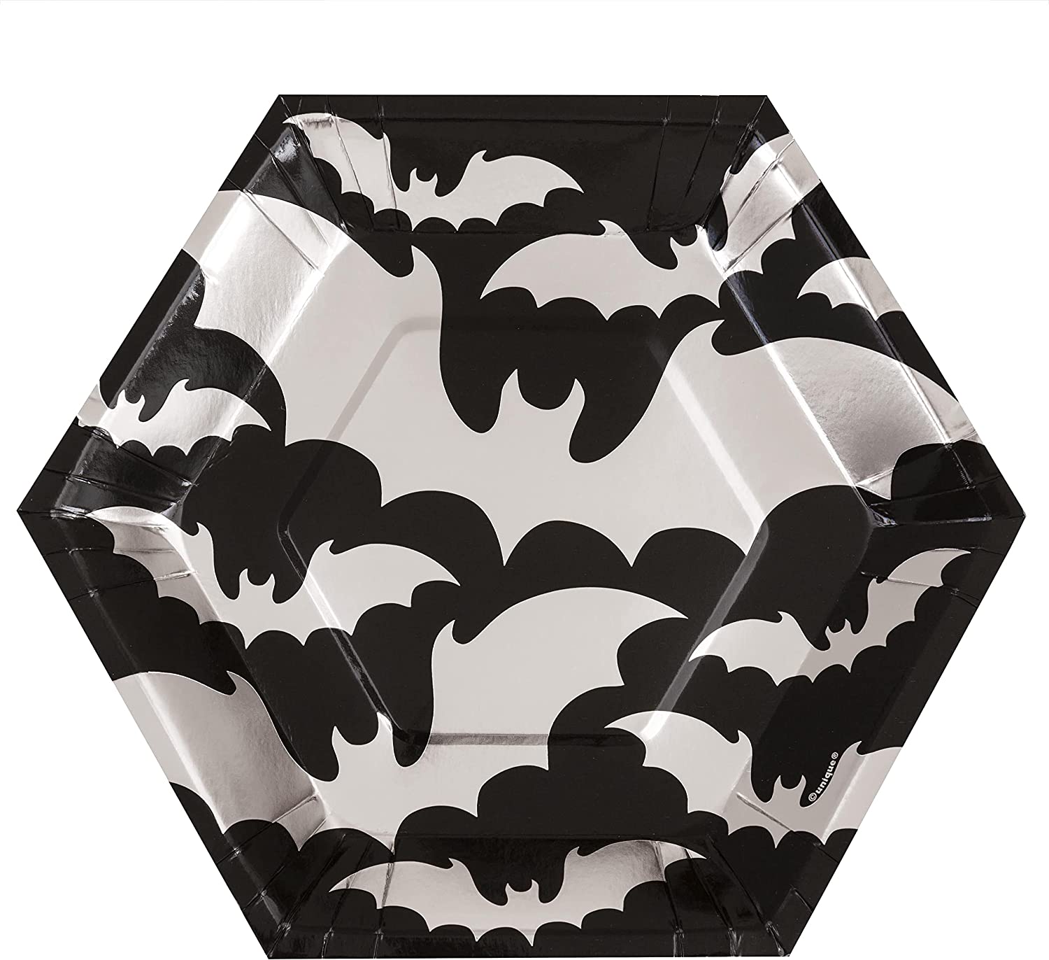 Halloween Silver Bats Hexagonal Plates 23cm