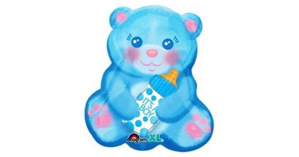 Baby Boy Bear with Bottle Jnr Shape Foil Balloon