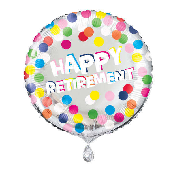 Colorful Dots Retirement Round Foil Balloon 18''