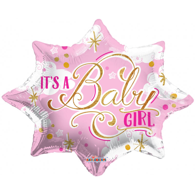 18'' ITS A BABY GIRL STARBURST FOIL BALLOON