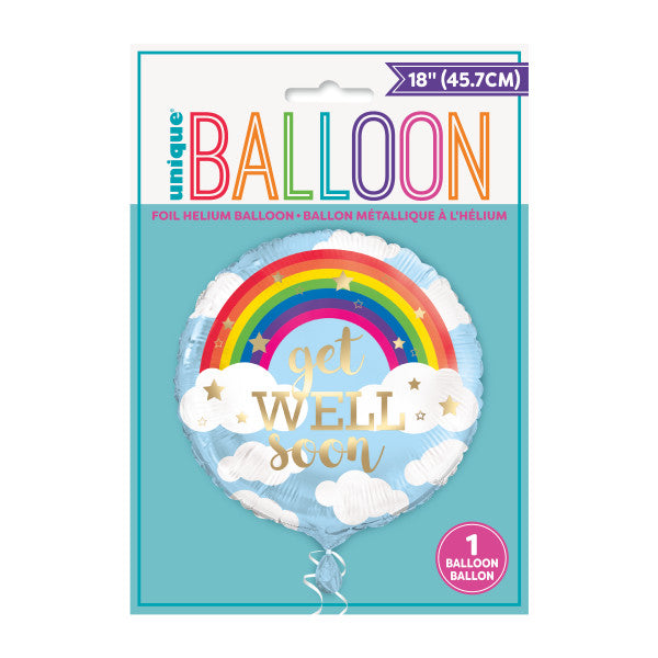 Rainbow Get Well Soon Round Foil Balloon 18''