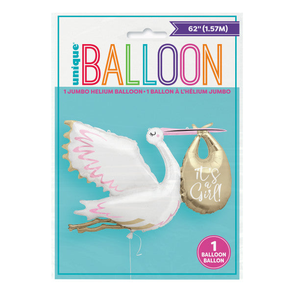 Stork It's a Girl Giant Foil Balloon 62'',