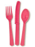 Hot Pink Plastic Cutlery Set - 6 People