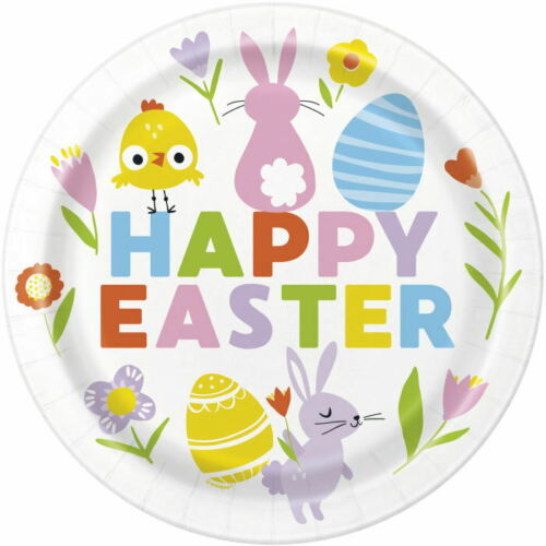 Colorful Gingham Easter Round 9'' Dinner Plates