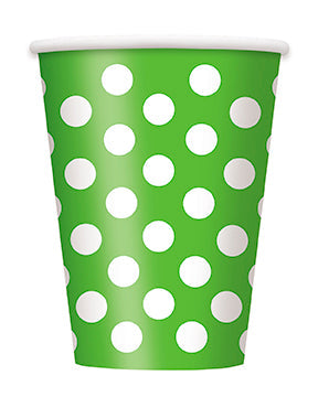 Lime Green Polka Dot Paper Party Cups 6pk