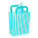 Aqua Candy Striped Paper Bag with Handles