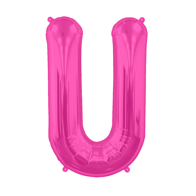 34'' SUPER SHAPE FOIL LETTER U - MAGENTA