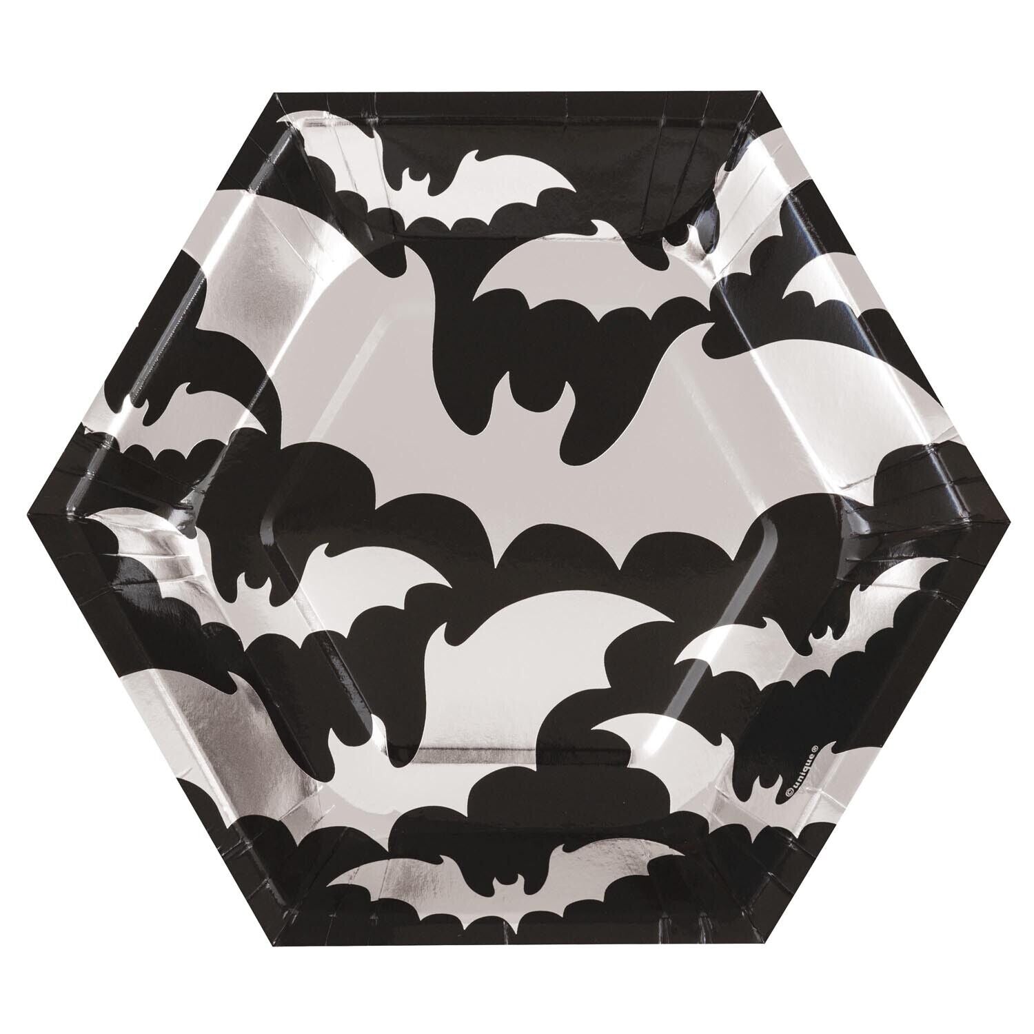 Halloween Silver Bats Hexagonal Plates 21cm