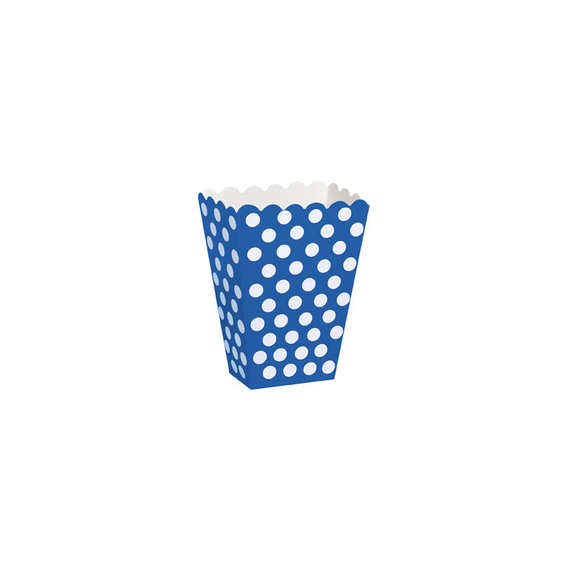 ROYAL BLUE DOTS TREAT BOXES 8PK