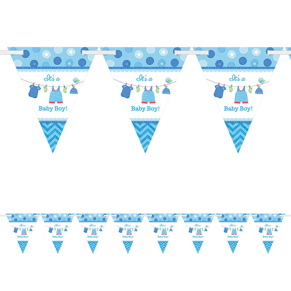 Shower with Love Baby Boy Pennant Banner (Each)