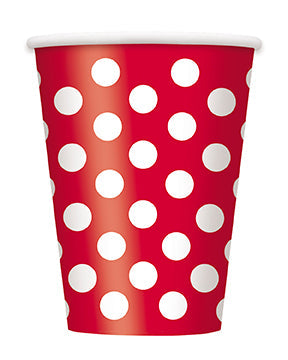 Red Polka Dot Paper Party Cups 6pk