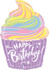 Pastel Birthday Cupcake Supershape Balloon