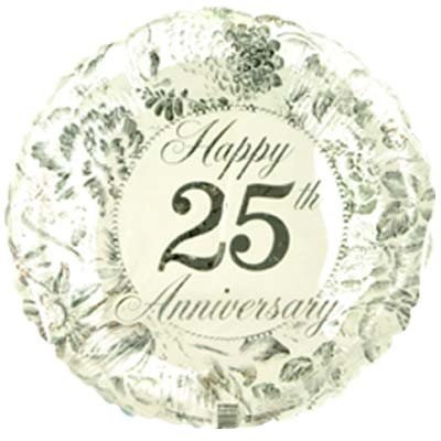 25th Wedding Anniversary Silver 18'' Mylar Balloon