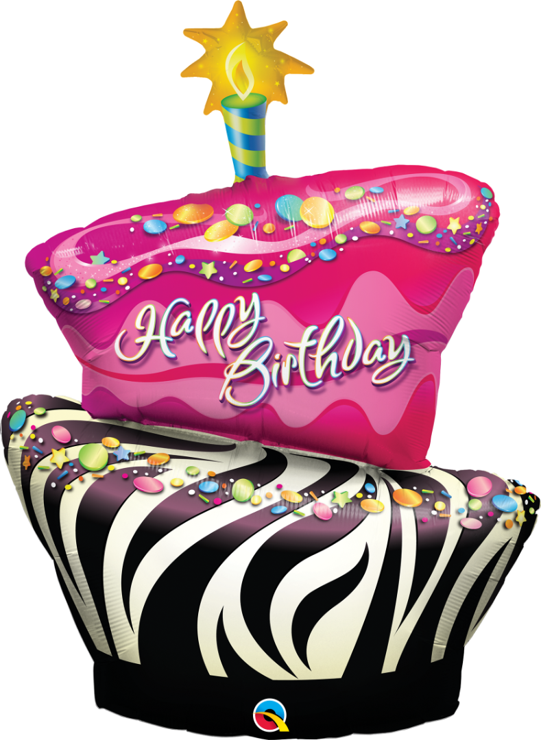 41'' SHAPE BIRTHDAY FUNKY ZEBRA STRIPE CAKE