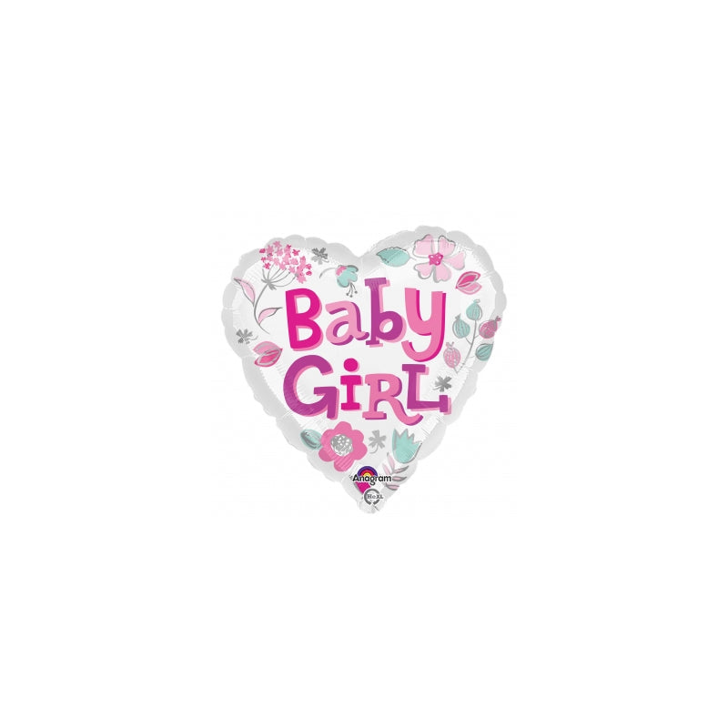 18'' BABY GIRL HEART FOIL BALLOON