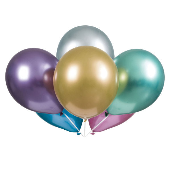 Assorted Solid Color Platinum 11'' Latex Balloons, 6pk