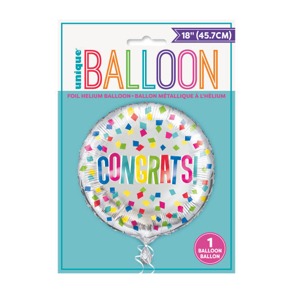 Colorful Congrats Round Foil Balloon 18''
