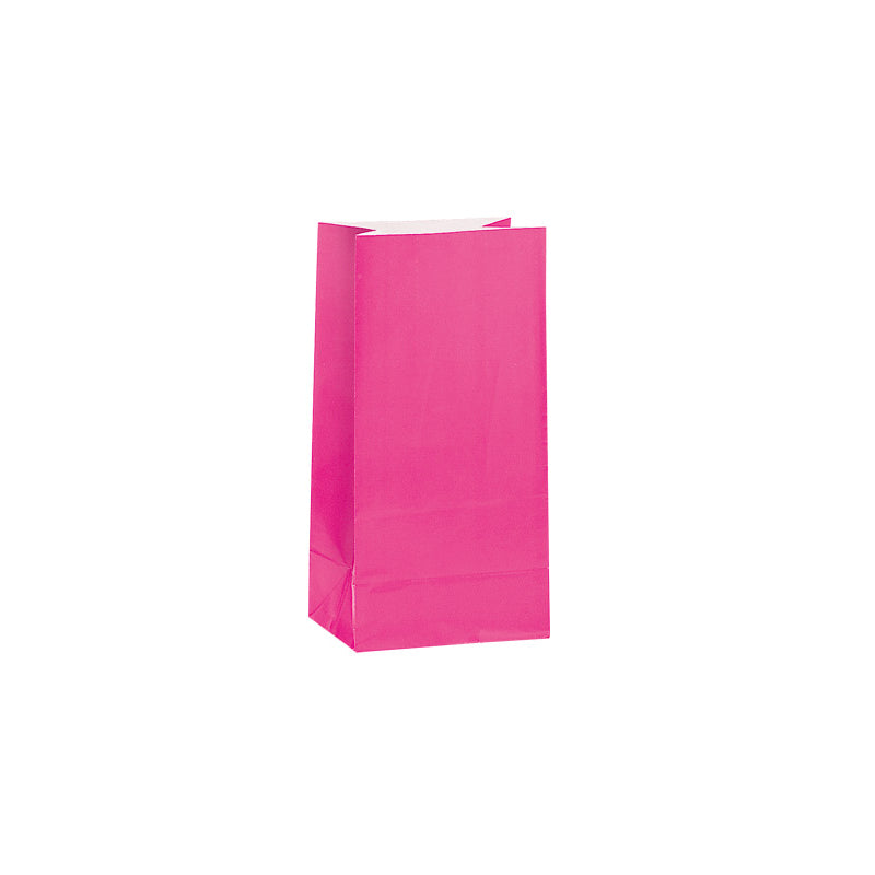 PAPER PARTY BAGS HOT PINK (12PK)