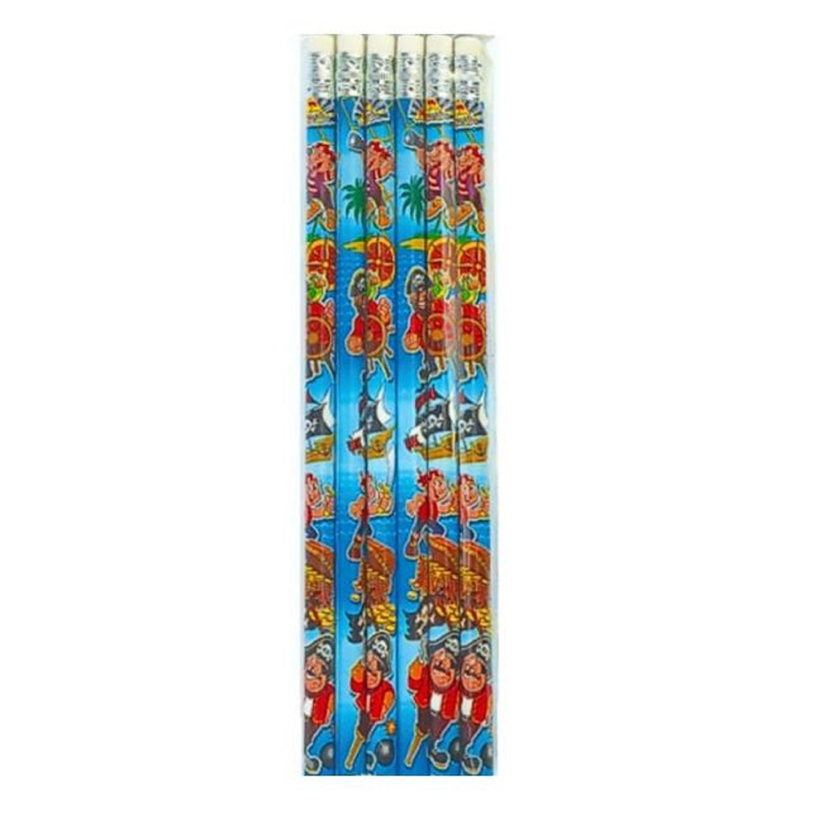 Pirate Pencil with Eraser Party Bag Toy Favor 6pk