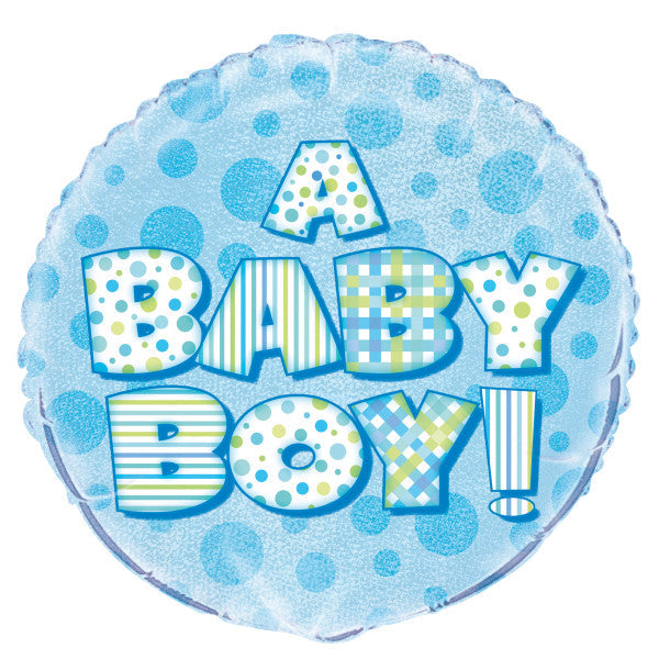 A Baby Boy Prism Round Foil Balloon 18''