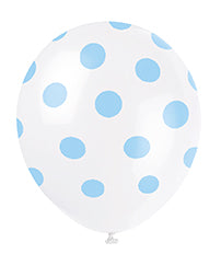 Soft Blue Polka Dot Latex Balloons 6pk
