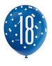 Blue Glitz 18th Birthday Latex Balloons 6pk