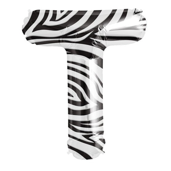 34'' SUPER SHAPE FOIL LETTER T - ZEBRA