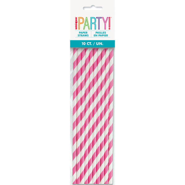 Hot Pink Paper Straws 10pk