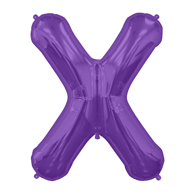 34'' SUPER SHAPE FOIL LETTER X - PURPLE