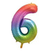 Rainbow Number 6 Shaped Foil Balloon 34'',