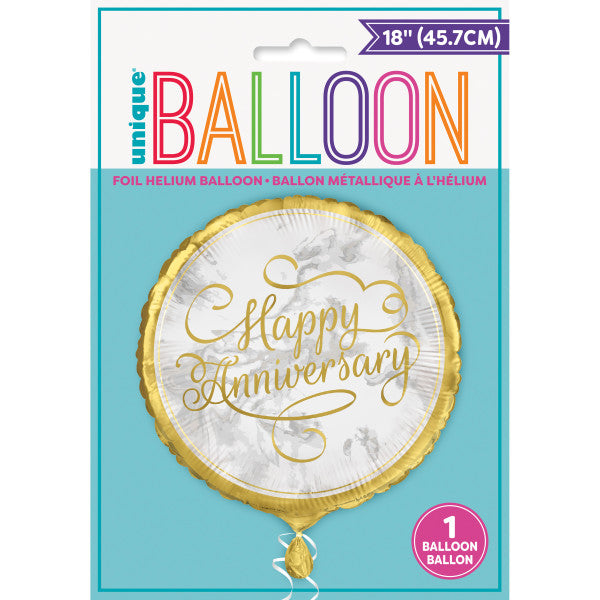 Unique 53885 Gold Anniversary Round Foil Balloon 18'' | 50th Wedding | Golden Anniversary