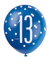 Blue Glitz 13th Birthday Latex Balloons 6pk