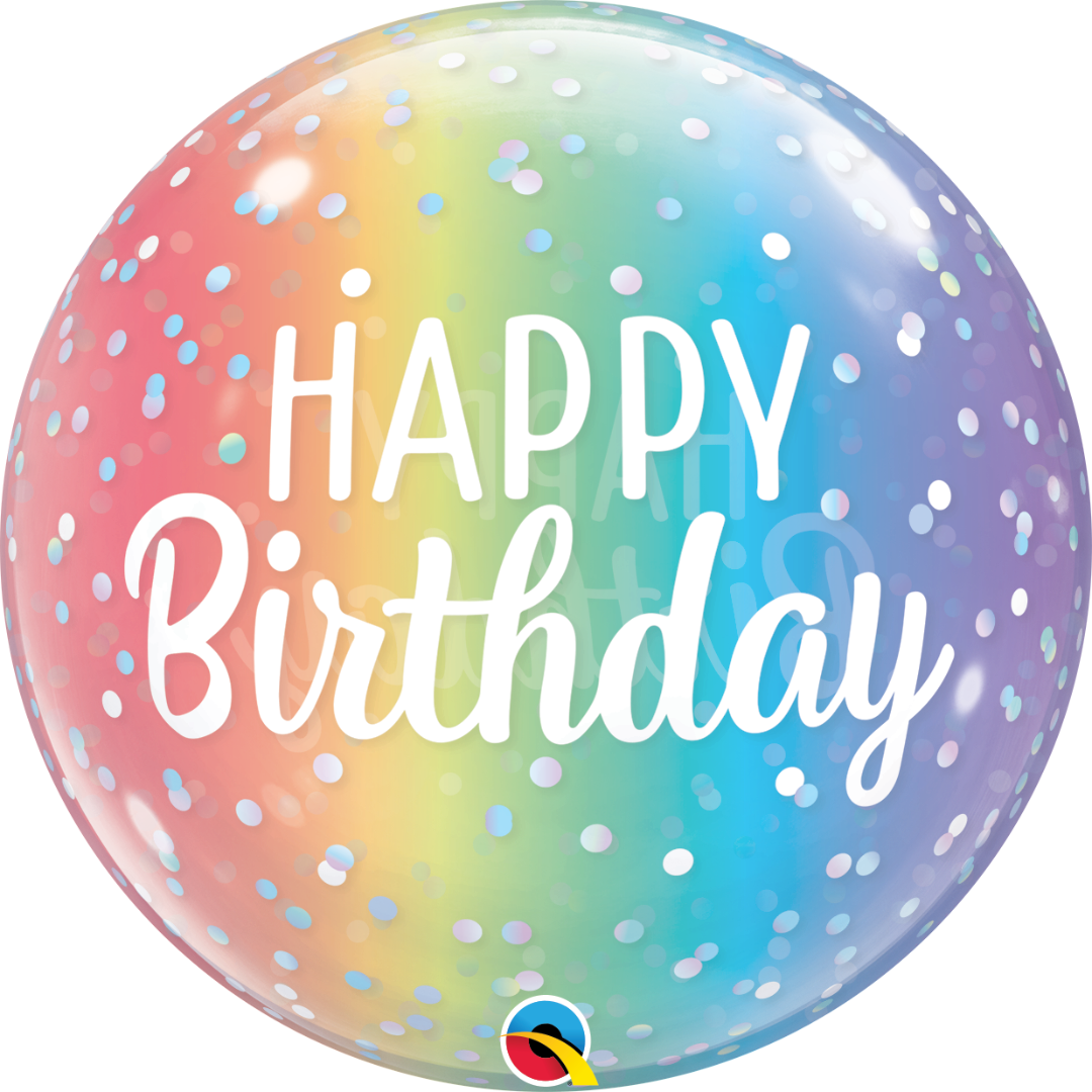 HAPPY BIRTHDAY OMBRE AND DOTS 22'' BUBBLE