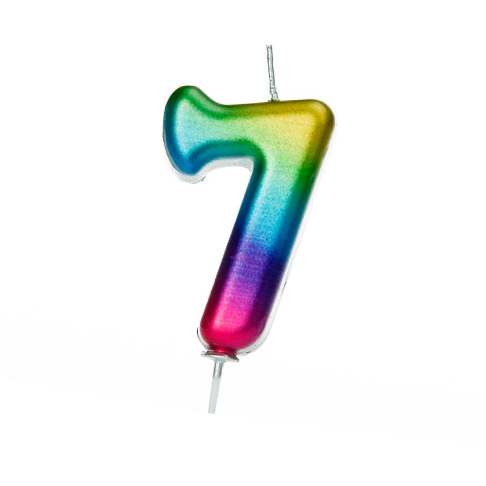Rainbow Metallic Candle Number 7